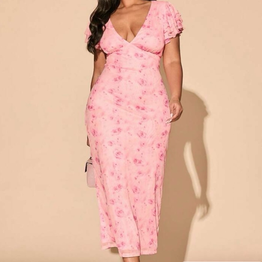 SHEIN Pink Floral Maxi Dress